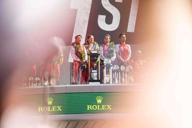 24 HEURES DU MANS 2026 - PODIUM 07 CONWAY Mike (gbr), KOBAYASHI Kamui (jpn), DE VRIES Nyck (nld), Toyota Racing, Toyota TR010 Hybrid 07, Hypercar, portrait during the podium of the 24 Hours of Le Mans 2026, 3rd round of the 2026 FIA World Endurance Championship, on June 14, 2026 on the Circuit des 24 Heures du Mans in Le Mans, France - Le MansFrance  Copyright: xCharlyxLopezx