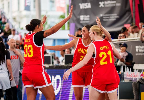 BASKETBALL - FIBA 3x3 World Tour VIENNA,AUSTRIA,14.JUN.26 - BASKETBALL - FIBA 3x3 World Tour. Image shows the rejoicing of Madrid.  GEPAxpictures xEdgarxEisner
