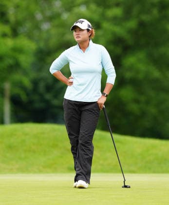 MIDLAND, MI - JUNE 14: LPGA, Golf Damen golfer Gina Kim putts on the 9th hole on June 14, 2026, during the final round of the LPGA Dow Championship at Midland Country Club in Midland, Michigan. (Photo by Brian Spurlock Icon Sportswire) GOLF: JUN 14 LPGA Dow Championship EDITORIAL USE ONLY Icon26061431