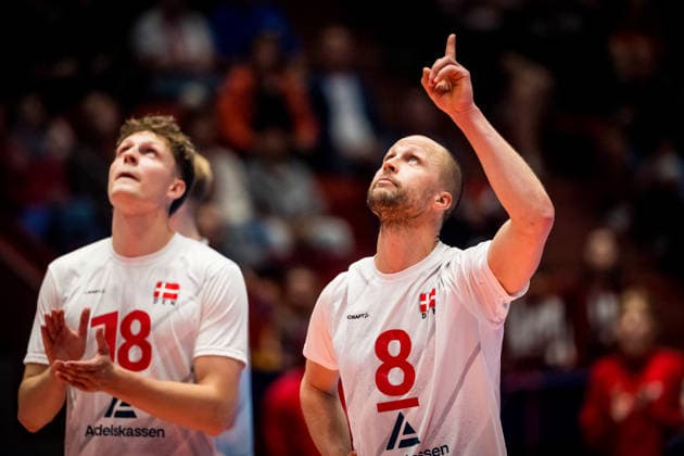 European Men s Volleyball League match Czechia vs Denmark in Jihlava, Czech Republic, June 14, 2026. From left Simon Tabermann Uhrenholt, Axel Jacobsen of Denmark. (CTKxPhoto JaroslavxSvoboda) CTKPhotoP2026061405254  CTKPhotoP2026061405254