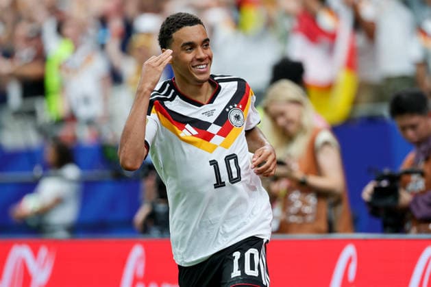 Jamal Musiala (Germany) celebrates after scoring his team s fourth goal during the FIFA World Cup, WM, Weltmeisterschaft, Fussball 2026 Group E match between Germany and Curacao at Houston Stadium on June 14, 2026 in Houston, United States. (Photo by Torbjorn Tande DeFodi Images) -