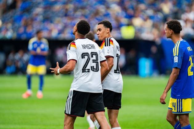 FIFA Fussball Weltmeisterschaft 2026, Gruppe E, Spiel 1, Deutschland vs. Curacao, 14.06.2026 im NRG Stadium in Houston, Texas Tor zum 4:1 durch Jamal Musiala hier Felix Nmecha