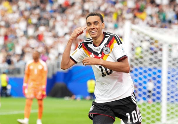 Jamal Musiala (Deutschland, 10) jubelt nach dem vierten Tor. USA, FIFA Weltmeisterschaft, Deutschland vs Curacao, Houston, 14.06.2026 USA, FIFA Weltmeisterschaft, Deutschland vs Curacao, Houston, 14.06.2026 Houston
