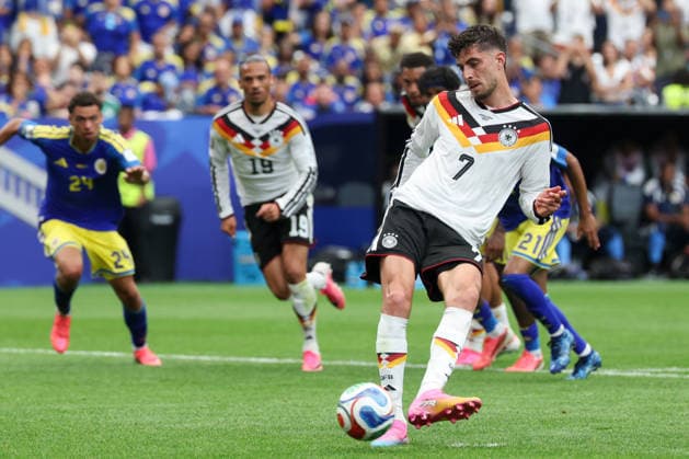 HOUSTON, TX - JUNE 14: Kai Havertz 7 of Germany scores on a penalty kick during the FIFA World Cup, WM, Weltmeisterschaft, Fussball 2026 Group E match between Germany and Curacao on June 14, 2026, at Houston Stadium in Houston, Texas. (Photo by David Buono Icon Sportswire) SOCCER: JUN 14 FIFA World Cup 26 Group E - Germany vs Curacao EDITORIAL USE ONLY Icon260614033