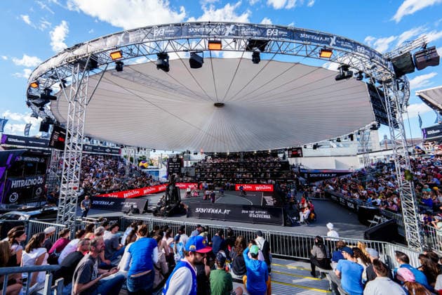 BASKETBALL - FIBA 3x3 World Tour VIENNA,AUSTRIA,14.JUN.26 - BASKETBALL - FIBA 3x3 World Tour. Image shows an overview of the A1 Arena.  GEPAxpictures xEdgarxEisner