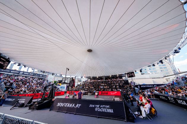 BASKETBALL - FIBA 3x3 World Tour VIENNA,AUSTRIA,14.JUN.26 - BASKETBALL - FIBA 3x3 World Tour. Image shows an overview of the A1 Arena.  GEPAxpictures xEdgarxEisner