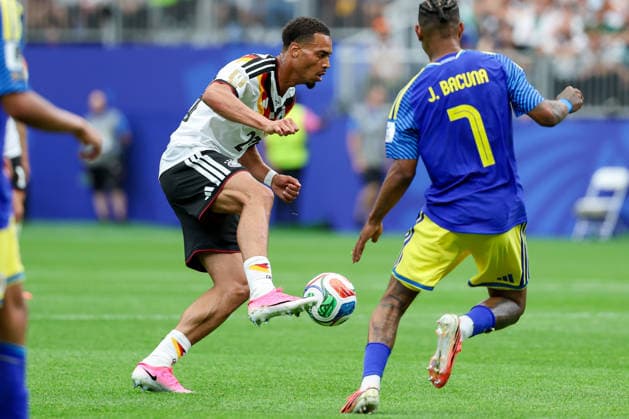 Felix Nmecha (Germany) controls the ball during the FIFA World Cup, WM, Weltmeisterschaft, Fussball 2026 Group E match between Germany and Curacao at Houston Stadium on June 14, 2026 in Houston, United States. (Photo by Torbjorn Tande DeFodi Images) -