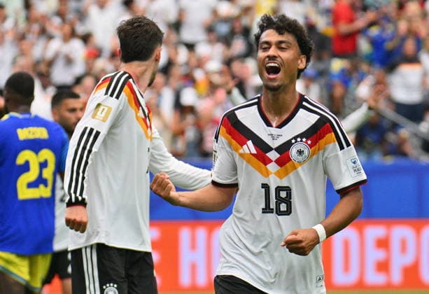FIFA World Cup, WM, Weltmeisterschaft, Fussball 2026 - Group E - Germany vs Curacao Nathaniel Brown of Germany celebrates scoring the 5-1 during the FIFA World Cup 2026 group stage match Germany against Curacao, in Houston, USA, 14 June 2026. HOUSTON United States  Copyright: xSAMxWASSONx
