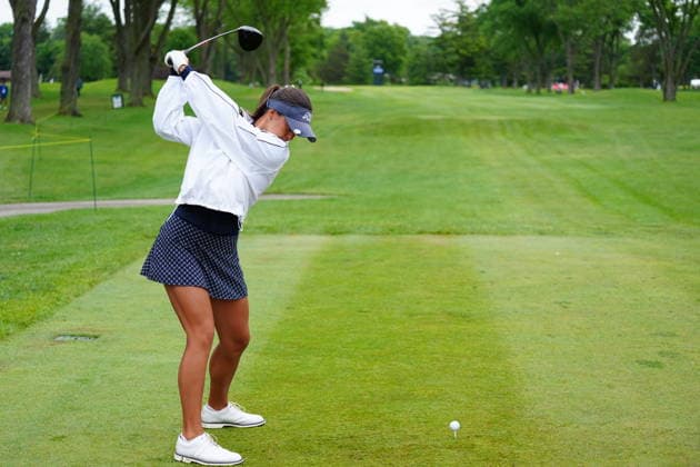 MIDLAND, MI - JUNE 14: LPGA, Golf Damen golfer Yana Wilson plays her tee shot on the 10th hole on June 14, 2026, during the final round of the LPGA Dow Championship at Midland Country Club in Midland, Michigan. (Photo by Brian Spurlock Icon Sportswire) GOLF: JUN 14 LPGA Dow Championship EDITORIAL USE ONLY Icon26061435