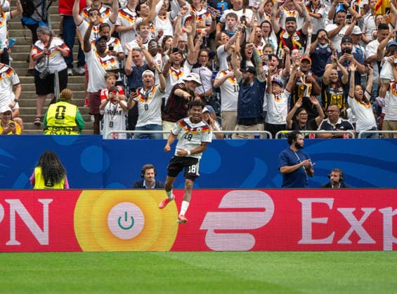 Fußball, Herren, FIFA World Cup, WM, Weltmeisterschaft, Fussball 2026 in Mexiko, Kanada und USA, Spiel in Houston (Gruppe E, 1. Spieltag), Deutschland - Curacao, Nathaniel Brown (Deutschland), Jubel nach Tor zum 5:1, 14.06. 2026,