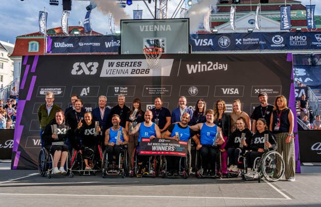 BASKETBALL - FIBA 3x3 World Tour VIENNA,AUSTRIA,14.JUN.26 - BASKETBALL - FIBA 3x3 World Tour. Image shows the teams of Madrid.  GEPAxpictures xEdgarxEisner