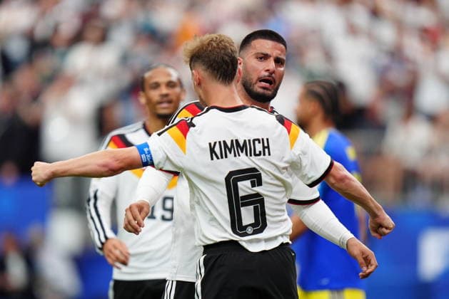 Germany v Curacao - FIFA World Cup, WM, Weltmeisterschaft, Fussball 2026 - Group E HOUSTON, UNITED STATES - JUNE 14: Deniz Undav of Germany celebrates with Kimmich after scoring a goal during the 2026 FIFA World Cup First Stage Group E match between Germany and Curacao at NRG Stadium (Houston Stadium) in Houston, Texas, United States on June 14, 2026. Hakan Akgun Anadolu Texas United States. Editorial use only. Please get in touch for any other usage.  Copyright: x2026xAnadoluxHakanxAkgunx