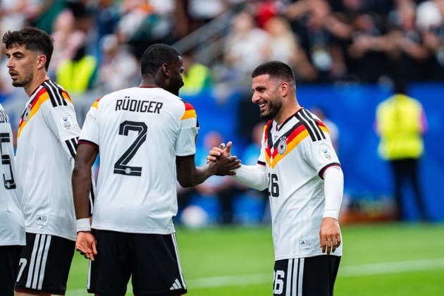 FIFA Fussball Weltmeisterschaft 2026, Gruppe E, Spiel 1, Deutschland vs. Curacao, 14.06.2026 im NRG Stadium in Houston, Texas Tor zum 6:1 durch Deniz Undav hier mit Toni Rüdiger Aleksandar Pavlovic und Nico Schlotterbeck