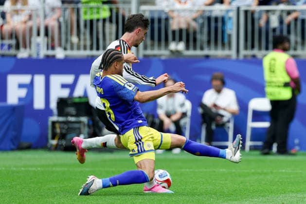 Armando Obispo (Curacao) und Kai Havertz (Germany) battle for the ball during the FIFA World Cup, WM, Weltmeisterschaft, Fussball 2026 Group E match between Germany and Curacao at Houston Stadium on June 14, 2026 in Houston, United States. (Photo by Torbjorn Tande DeFodi Images) -