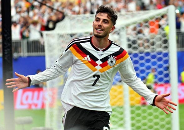 FIFA World Cup, WM, Weltmeisterschaft, Fussball 2026 - Group E - Germany vs Curacao Kai Havertz of Germany celebrates scoring the 7-1 during the FIFA World Cup 2026 group stage match Germany against Curacao, in Houston, USA, 14 June 2026. HOUSTON United States  Copyright: xSAMxWASSONx