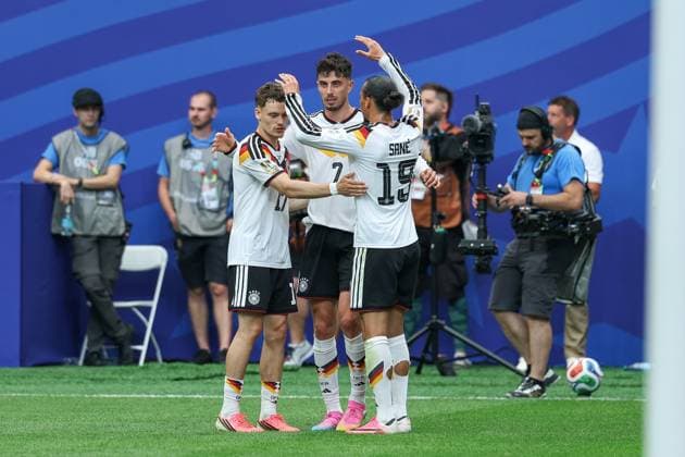 die Mannschaft freut sich ueber das Tor von Kai Havertz 7 (Deutschland) zum 7:1, Deutschland vs. Curacao, Fussball, Weltmeisterschaft 2026, Gruppenphase, 14.06.2026 Houston Texas USA