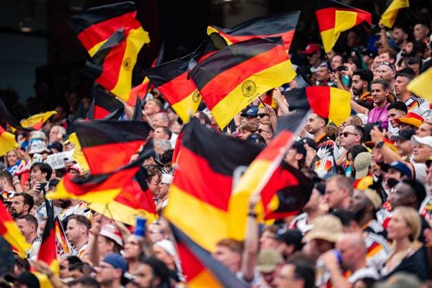 FIFA Fussball Weltmeisterschaft 2026, Gruppe E, Spiel 1, Deutschland vs. Curacao, 14.06.2026 im NRG Stadium in Houston, Texas Tor zum 7:1 durch Kai Havertz Deutschland Fans Fahnen