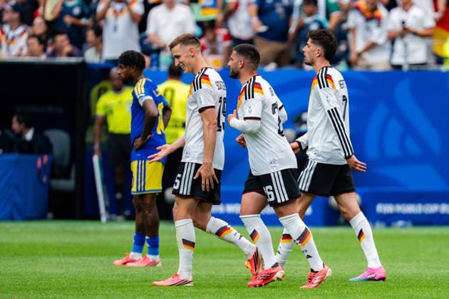 FIFA Fussball Weltmeisterschaft 2026, Gruppe E, Spiel 1, Deutschland vs. Curacao, 14.06.2026 im NRG Stadium in Houston, Texas Tor zum 7:1 durch Kai Havertz hier mit Leon Goretzka Deniz Undav Toni Rüdiger Nico Schlotterbeck