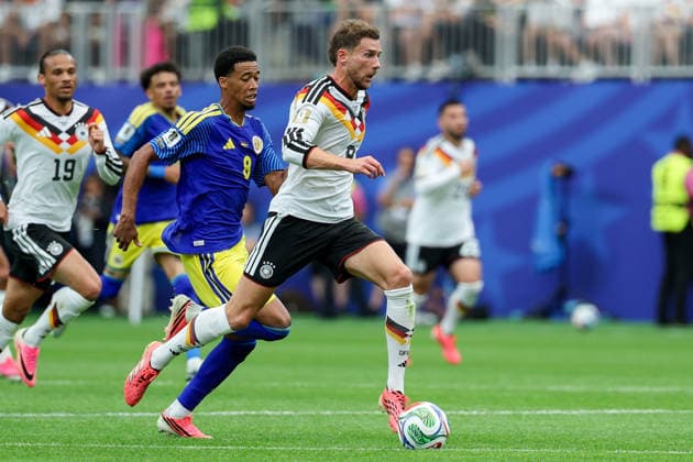 Leon Goretzka (Germany) und Livano Comenecia (Curacao) battle for the ball during the FIFA World Cup, WM, Weltmeisterschaft, Fussball 2026 Group E match between Germany and Curacao at Houston Stadium on June 14, 2026 in Houston, United States. (Photo by Torbjorn Tande DeFodi Images) -