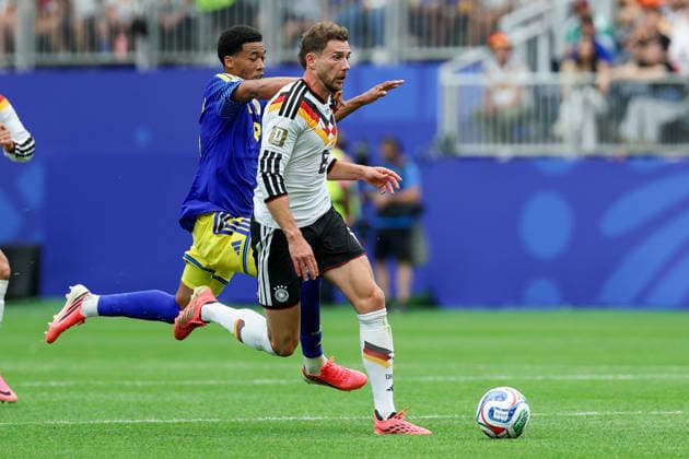 Leon Goretzka (Germany) und Livano Comenecia (Curacao) battle for the ball during the FIFA World Cup, WM, Weltmeisterschaft, Fussball 2026 Group E match between Germany and Curacao at Houston Stadium on June 14, 2026 in Houston, United States. (Photo by Torbjorn Tande DeFodi Images) -