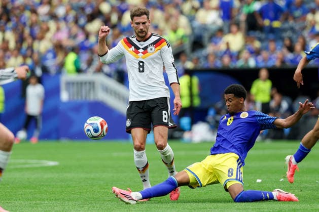 Leon Goretzka (Germany) und Livano Comenecia (Curacao) battle for the ball during the FIFA World Cup, WM, Weltmeisterschaft, Fussball 2026 Group E match between Germany and Curacao at Houston Stadium on June 14, 2026 in Houston, United States. (Photo by Torbjorn Tande DeFodi Images) -