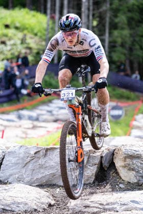 MOUNTAINBIKE - UCI MTB World Series LEOGANG,AUSTRIA,14.JUN.26 - CYCLING, MOUNTAIN BIKE - UCI Mountainbike World Cup, Cross-Country Olympic. Image shows Charlie Aldridge (GBR).  GEPAxpictures xJulioxArellano