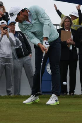 June 14, 2026: Matt Fitzpatrick tees off in the rain during the final round of the RBC Canadian Open held at TPC Toronto at Osprey Valley in Caledon Ontario, Canada. CSM PGA, Golf Herren 2026: RBC Canadian Open Jun 14  - ZUMAc04_ 20260614_zma_c04_028 Copyright: xDanielxLeax