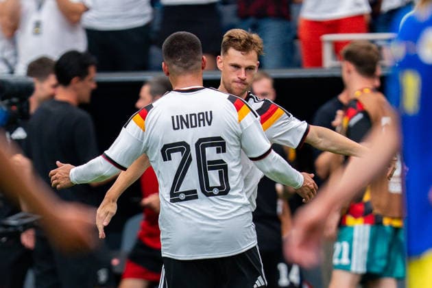 FIFA Fussball Weltmeisterschaft 2026, Gruppe E, Spiel 1, Deutschland vs. Curacao, 14.06.2026 im NRG Stadium in Houston, Texas Jubel nach Abpfiff bei Deniz Undav und Joshua Kimmich