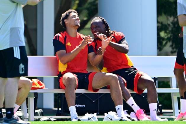 Belgian national football team - FIFA World Cup, WM, Weltmeisterschaft, Fussball 2026 - media activities 14 06 2026 RENTON, UNITED STATES OF AMERICA - JUNE 14 : Lukebakio Dodi forward of Belgium and Doku Jeremy forward of Belgium pictured during a training session of the Belgian national football team during the FIFA World Cup 2026 on June 14, 2026 in Renton, United States of America, 14 06 2026 Renton United States of America  Copyright: xJanxDexMeuleneirx