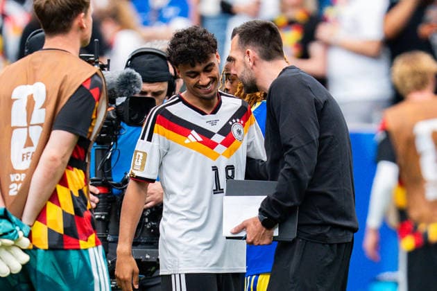 FIFA Fussball Weltmeisterschaft 2026, Gruppe E, Spiel 1, Deutschland vs. Curacao, 14.06.2026 im NRG Stadium in Houston, Texas Jubel nach Abpfiff bei Nathaniel Brown Nico Schlotterbeck