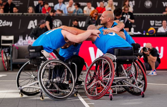 BASKETBALL - FIBA 3x3 World Tour VIENNA,AUSTRIA,14.JUN.26 - BASKETBALL - FIBA 3x3 World Tour. Image shows the rejoicing of Madrid.  GEPAxpictures xEdgarxEisner