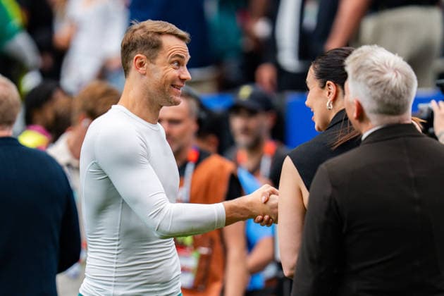 FIFA Fussball Weltmeisterschaft 2026, Gruppe E, Spiel 1, Deutschland vs. Curacao, 14.06.2026 im NRG Stadium in Houston, Texas Manuel Neuer Esther Sedlaczek und Bastian Schweinsteiger