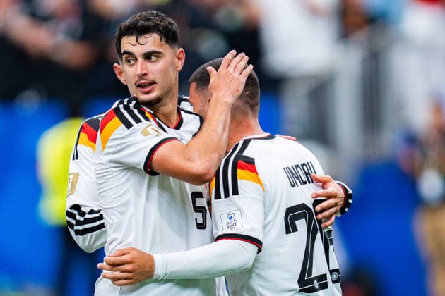 FIFA Fussball Weltmeisterschaft 2026, Gruppe E, Spiel 1, Deutschland vs. Curacao, 14.06.2026 im NRG Stadium in Houston, Texas Tor zum 6:1 durch Deniz Undav hier mit Toni Rüdiger Aleksandar Pavlovic und Nico Schlotterbeck