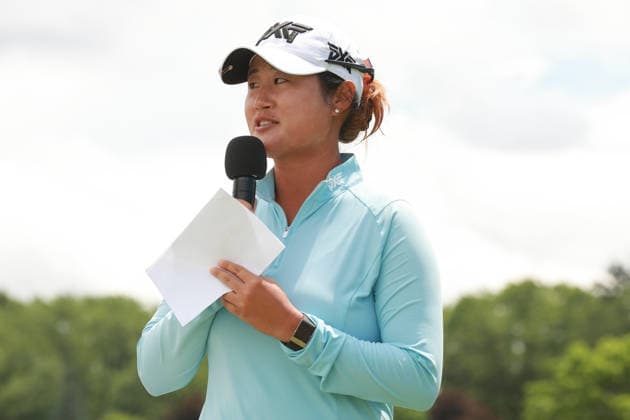 Dow Championship Midland, MI - JUNE 14: Winner Gina Kim of the United States speaks at the conclusion of the final round of the Dow Championship at Midland Country Club on June 14, 2026 in Midland, Michigan. Midland Michigan United States  Copyright: xAmyxLemusx originalFilename:lemus-dowchamp260614_npyCo.jpg