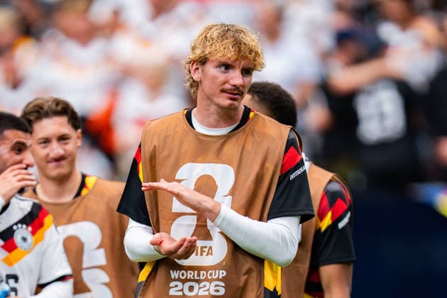 FIFA Fussball Weltmeisterschaft 2026, Gruppe E, Spiel 1, Deutschland vs. Curacao, 14.06.2026 im NRG Stadium in Houston, Texas Jubel nach Abpfiff bei Nick Woltemade und Kai Havertz Deniz Undav