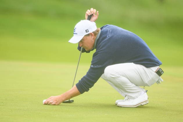 CALEDON, ON - JUNE 14: Bud Cauley of the United States lines his putt on the 9th green during the final round of the RBC Canadian Open 2026 at TPC Toronto at Osprey Valley North Course on June 14, 2026 in Caledon, Ontario. (Photo by Julian Avram Icon Sportswire) GOLF: JUN 14 PGA, Golf Herren RBC Canadian Open EDITORIAL USE ONLY Icon2606140023