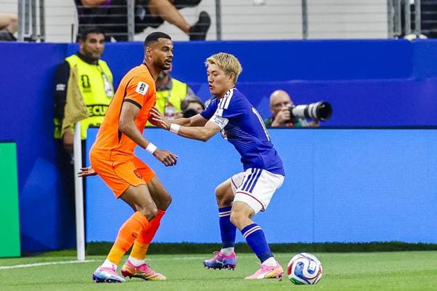 DALLAS, 14-06-2026, Dallas AT&T Stadium, World Cup 2026 Match between Netherlands and Japan. Picture shows Netherlands player Cody Gakpo , Japanese player Ritsu Doan Netherlands - Japan (World Cup 2026)  x204364270x Copyright: