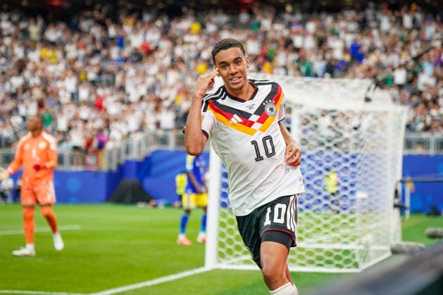 USA: Fussball FIFA World Cup, WM, Weltmeisterschaft, Fussball 2026 Gruppe E Deutschland vs Curacao Houston Stadium: Tor und Torjubel zum 4:1 durch Jamal Musiala (Deutschland 10) Freude, Emotionen, Jubel
