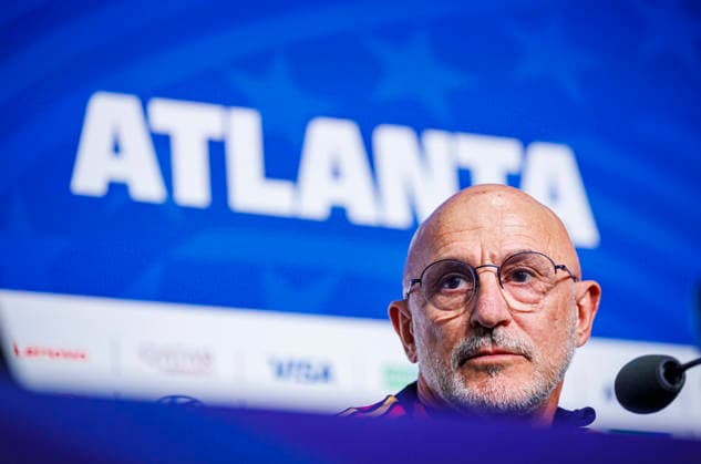 Sapin national team, Nationalteam World Cup - 14 06 2026 press conference, PK, Pressekonferenz of Luis de la Fuente head coach of Spain during the Spanish national team s training session at their World Cup in Atlanta Stadium, United States of America on June 14, 2026. Photo (PGS Photo Agency) Atlanta United Satates of America Copyright: xPGSxPhotoxAgencyx