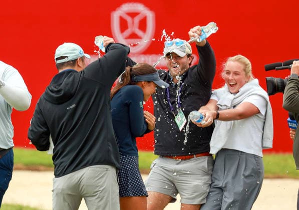 Dow Championship Midland, MI - JUNE 14: Winner and rookie Yana Wilson of the United States is showered with water in celebration at the conclusion of the final round of the Dow Championship at Midland Country Club on June 14, 2026 in Midland, Michigan. Midland Michigan United States  Copyright: xAmyxLemusx originalFilename:lemus-dowchamp260614_npy8q.jpg