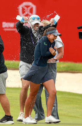 Dow Championship Midland, MI - JUNE 14: Winner and rookie Yana Wilson of the United States is showered with water in celebration at the conclusion of the final round of the Dow Championship at Midland Country Club on June 14, 2026 in Midland, Michigan. Midland Michigan United States  Copyright: xAmyxLemusx originalFilename:lemus-dowchamp260614_npm5Q.jpg