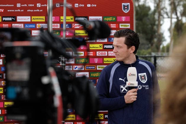 SOCCER - FIFA World Cup, WM, Weltmeisterschaft, Fussball 2026, preview SANTA BARBARA,CALIFORNIA,USA,14.JUN.26 - SOCCER - FIFA World Cup 2026, USA, Mexico, Canada, preview, OEFB, Oesterreichischer Fussball-Bund, press conference, PK, Pressekonferenz team AUT. Image shows Michael Gregoritsch (AUT).  GEPAxpictures xArminxRauthner