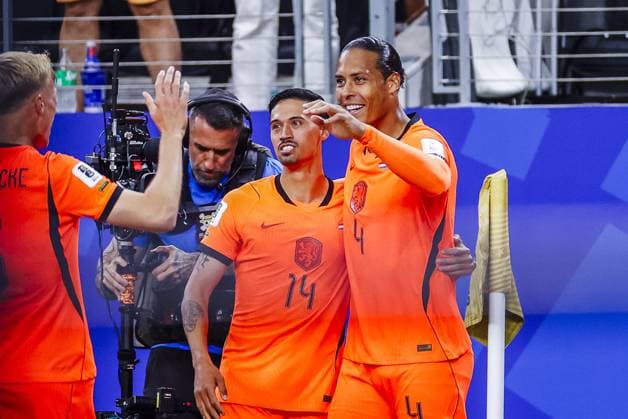 DALLAS, 14-06-2026, Dallas AT&T Stadium, World Cup 2026 Match between Netherlands and Japan. Picture shows Netherlands player Virgil van Dijk celebrating the goal. 1-0 Netherlands - Japan (World Cup 2026)  x204365349x Copyright: