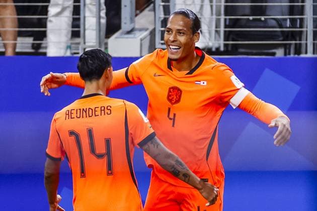 DALLAS, 14-06-2026, Dallas AT&T Stadium, World Cup 2026 Match between Netherlands and Japan. Picture shows Netherlands player Virgil van Dijk celebrating the goal. 1-0. Netherlands - Japan (World Cup 2026)  x204365405x Copyright: