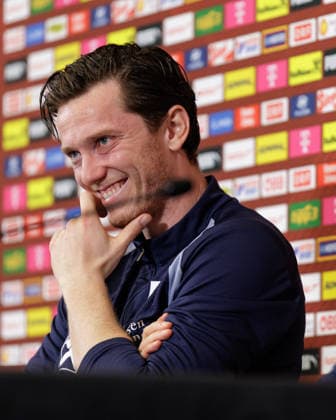 SOCCER - FIFA World Cup, WM, Weltmeisterschaft, Fussball 2026, preview SANTA BARBARA,CALIFORNIA,USA,14.JUN.26 - SOCCER - FIFA World Cup 2026, USA, Mexico, Canada, preview, OEFB, Oesterreichischer Fussball-Bund, press conference, PK, Pressekonferenz team AUT. Image shows Michael Gregoritsch (AUT).  GEPAxpictures xArminxRauthner