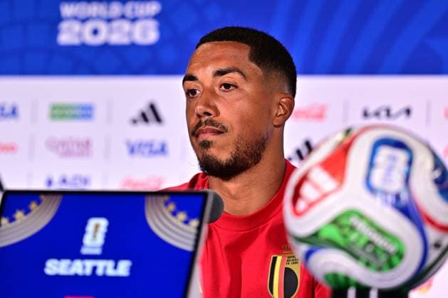 Belgium s Youri Tielemans pictured at a press conference, PK, Pressekonferenz of Belgian national soccer team Red Devils, at the basecamp in Seattle, USA on Sunday 14 June 2026, ahead of their first game tomorrow against Egypt at the FIFA World Cup, WM, Weltmeisterschaft, Fussball 2026. DIRKxWAEM  x177670258x