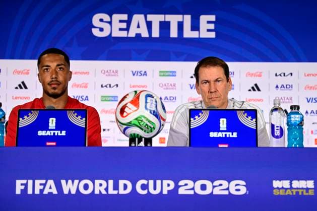 Belgian national football team - 2026 FIFA World Cup, WM, Weltmeisterschaft, Fussball - media activities 14 06 2026 SEATTLE, UNITED STATES OF AMERICA - JUNE 14 : Tielemans Youri midfielder of Belgium and Garcia Rudi head coach of Belgium pictured during a press conference, PK, Pressekonferenz at the Lumen Field Stadium prior to the Belgium vs Egypt match during the 2026 FIFA World Cup on June 14, 2026 in Seattle, United States of America, 14 06 2026 Seattle United States of America  Copyright: xJanxDexMeuleneirx