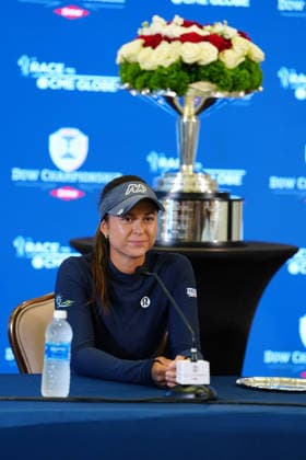 MIDLAND, MI - JUNE 14: PGA, Golf Herren golfer Yana Wilson answers questions at a press conference, PK, Pressekonferenz on June 14, 2026, after the final round of the LPGA, Golf Damen Dow Championship at Midland Country Club in Midland, Michigan. (Photo by Brian Spurlock Icon Sportswire) GOLF: JUN 14 LPGA Dow Championship EDITORIAL USE ONLY Icon260614104