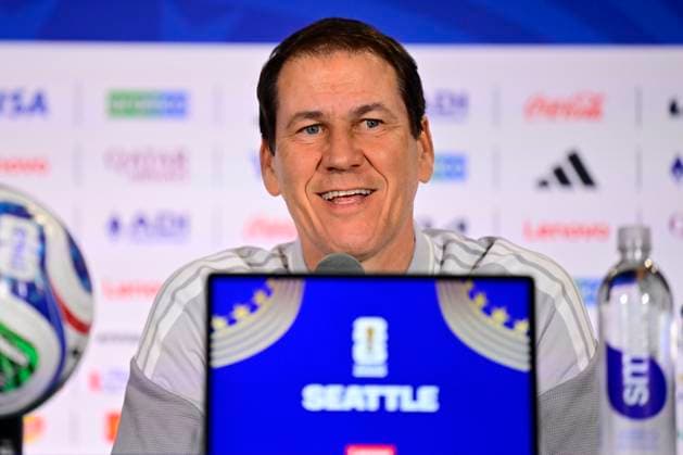 Belgian national football team - 2026 FIFA World Cup, WM, Weltmeisterschaft, Fussball - media activities 14 06 2026 SEATTLE, UNITED STATES OF AMERICA - JUNE 14 : Tielemans Youri midfielder of Belgium and Garcia Rudi head coach of Belgium pictured during a press conference, PK, Pressekonferenz at the Lumen Field Stadium prior to the Belgium vs Egypt match during the 2026 FIFA World Cup on June 14, 2026 in Seattle, United States of America, 14 06 2026 Seattle United States of America  Copyright: xJanxDexMeuleneirx