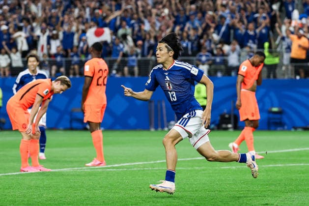 Keito Nakamura of Japan celebrates after scoring the team s first goal during a FIFA Men’s World Cup 2026 Group Stage football match between Netherlands and Japan at Dallas Stadium, in Arlington on June 14th 2026 (Photo by Leo Barrilari SPP)  Copyright: xLeoxBarrilari SPPx Sportspressphoto_SPR166594